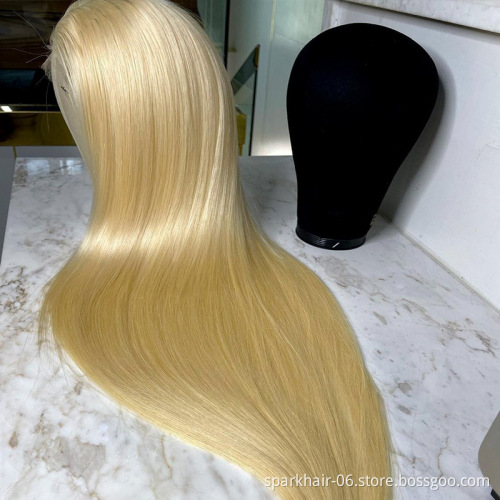 Wholesale 150% Density Platinum Honey Blonde 613 Straight Transparent Swiss Lace Frontal Wigs 13*4 13*6 Wigs with Baby Hair